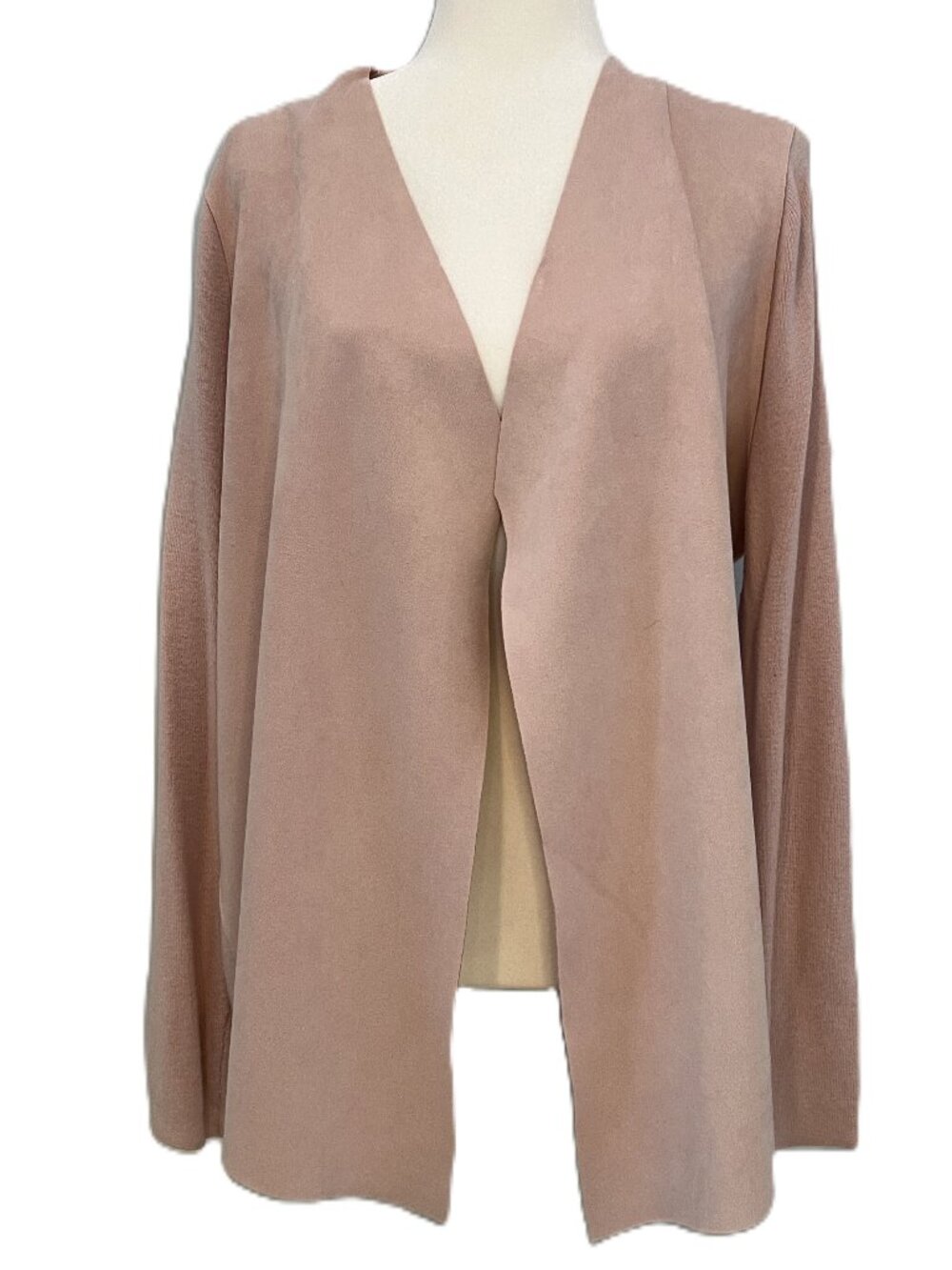 T TAHARI | Pink Faux Suede Drape Sweater